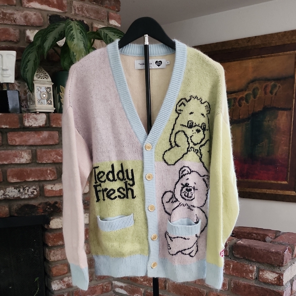 Teddy Fresh x Care Bears Pastel Bear Graphic Unisex Cardigan Sweater